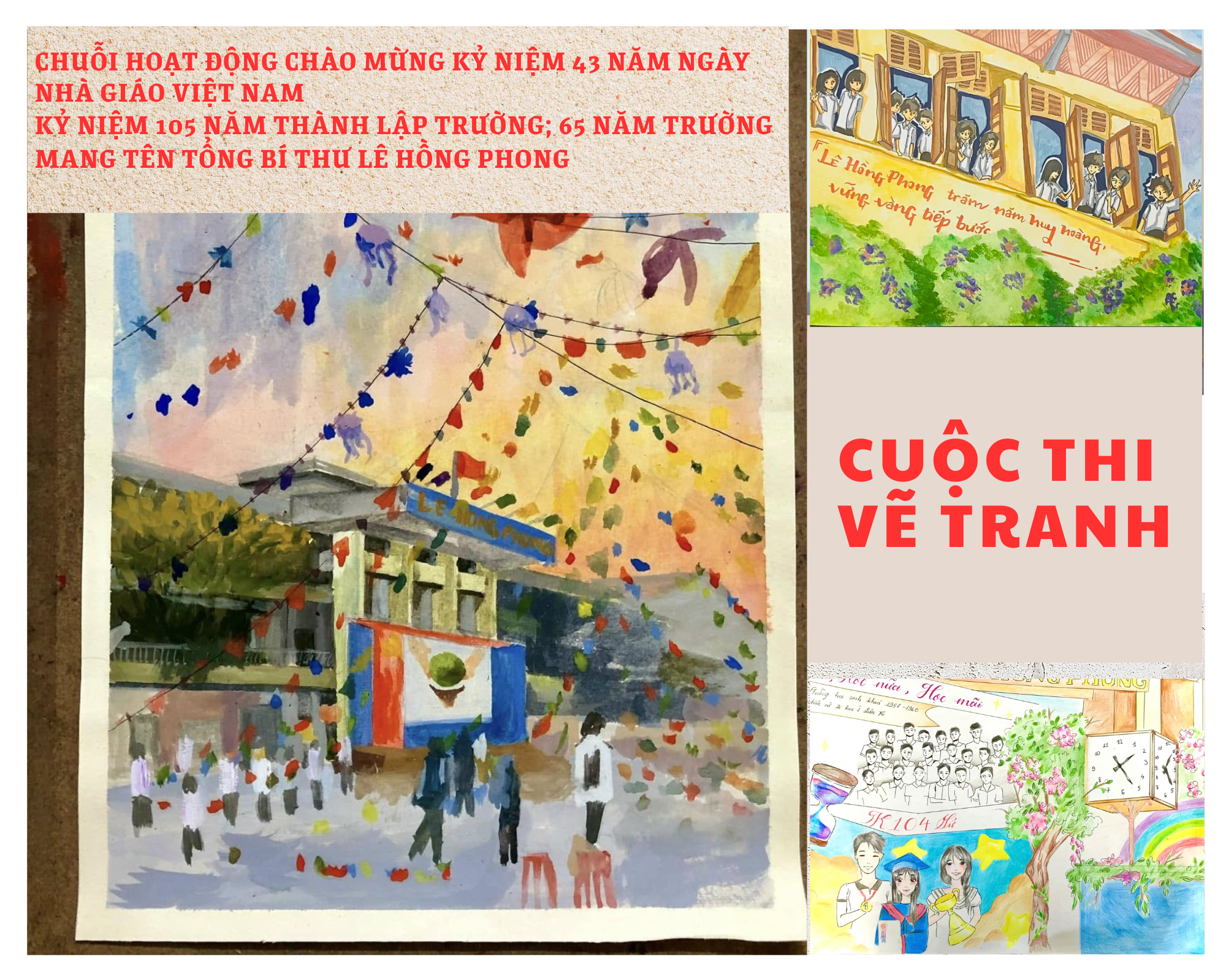 Mái trường Lê Hồng Phong trong nét vẽ học trò